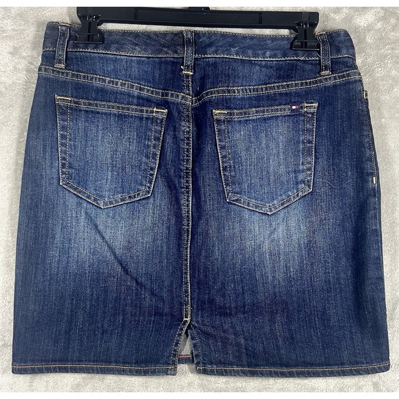Tommy Hilfiger Skirt Women's denim jean Blue size 2 retro classic Y2K Whiskers - Picture 2 of 6